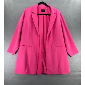 Tahari Blazer Jacket Womens Size 1X Pink Open Front Office Modern Longline Tunic